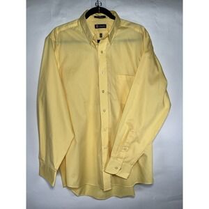 Chaps Button Up Dress‎ Shirt Mens Large Long Sleeve Lightweight Pocket Yellow